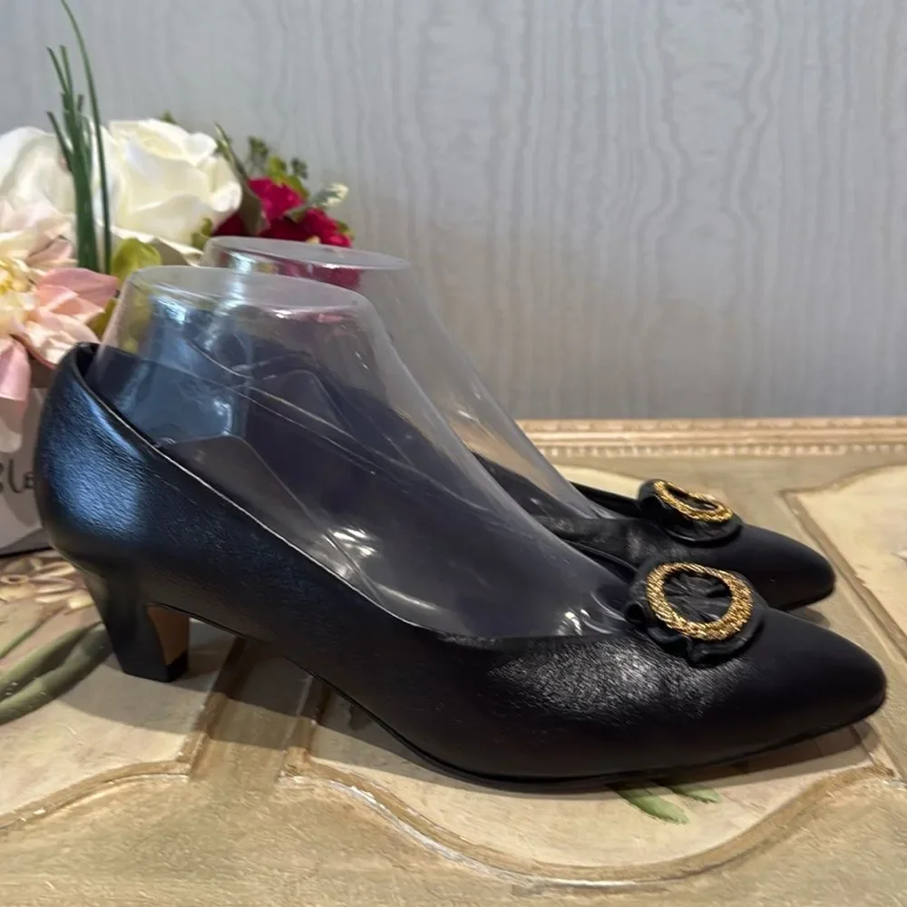 Vintage Naturalizer Soft Shoes Low Heel Pumps Heels Black Feminine Buckle Sz 8